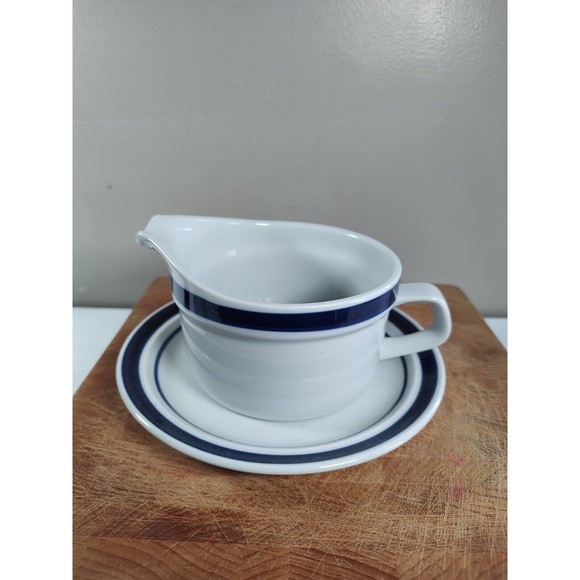 MSI Blue Monterrey Stoneware Gravy Bowl and plate set Blue Ring Japan - Picture 3 of 13